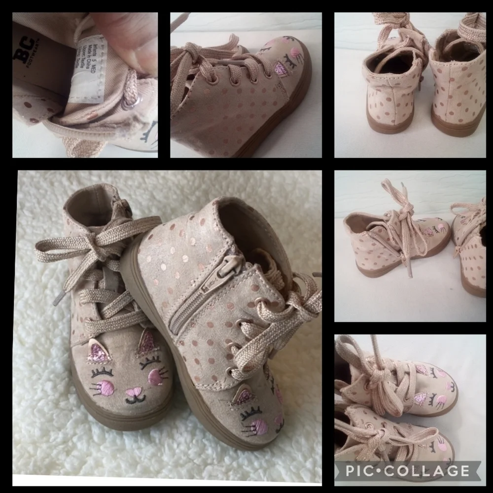 Pink kitten baby girl shoes